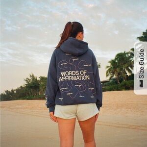 Dandy Worldwide Words of Affirmation Oversized Lux Hoodie in Blue